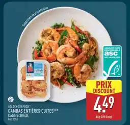 ALDI GOLDEN SEAFOOD GAMBAS ENTIÈRES CUITES offre