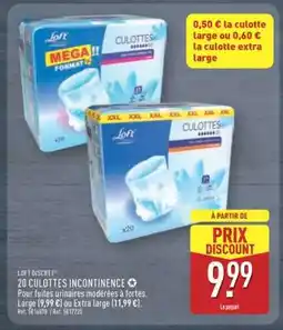 ALDI LOFT DISCRET 20 CULOTTES INCONTINENCE offre