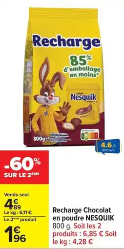 Carrefour Recharge chocolat en poudre nesquik offre