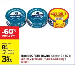 Carrefour Thon msc petit navire offre