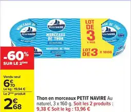 Carrefour Thon en morceaux petit navire offre