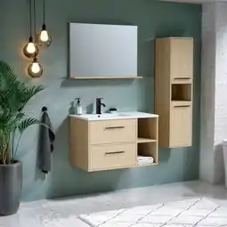 Brico Dépôt Ensemble meuble l. 80 cm + vasque + miroir arty offre