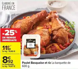 Carrefour Poulet basquaise et riz offre