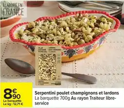 Carrefour Serpentini poulet champignons et lardons offre