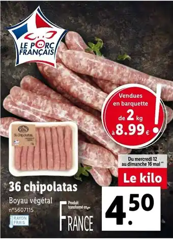 Lidl 36 chipolatas offre