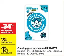 Carrefour Chewing gum sans sucres milliways offre
