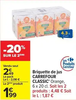 Carrefour Briquette de jus carrefour classic offre