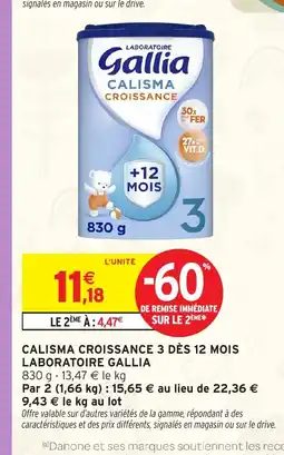 Intermarché Hyper Calisma croissance 3 dès 12 mois laboratoire gallia offre