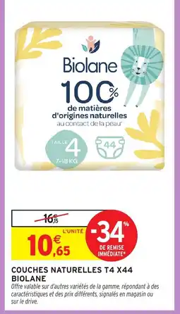 Intermarché Hyper BIOLANE Couches naturelles t4 x44 offre
