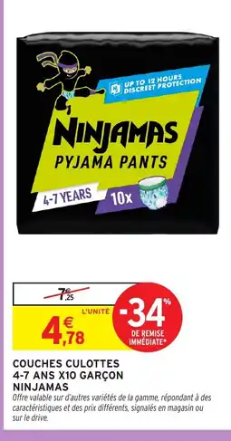 Intermarché Hyper NINJAMAS Couches culottes 4-7 ans x10 garçon offre