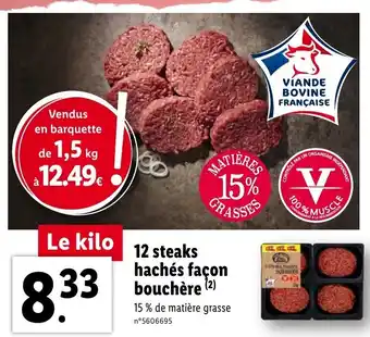Lidl 12 steaks hachés façon bouchère offre