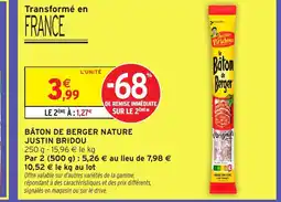 Intermarché Hyper JUSTIN BRIDOU Bâton de berger nature offre