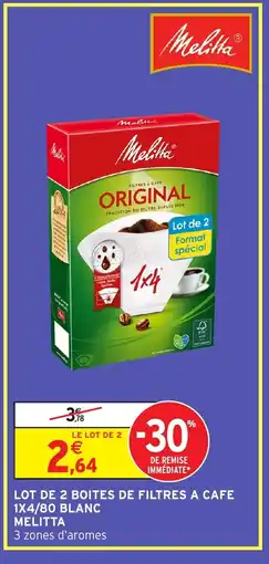Intermarché Hyper MELITTA Lot de 2 boites de filtres a cafe 1x4/80 blanc offre
