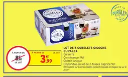 Intermarché Hyper DURALEX Lot de 6 gobelets gigogne offre