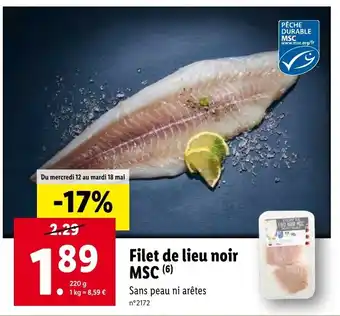 Lidl Filet de lieu noir MSC offre