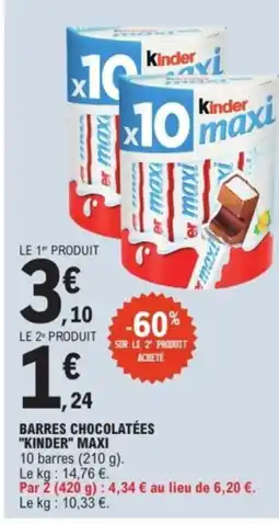 E.Leclerc Express KINDER Barres chocolatées maxi offre