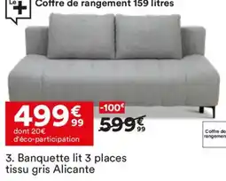 BUT Banquette lit 3 places tissu gris Alicante offre