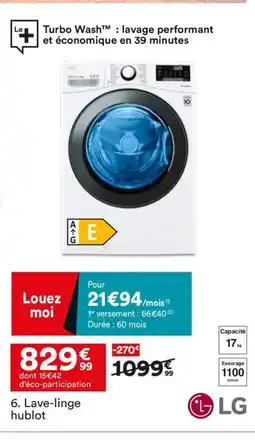 BUT LG Lave-linge hublot offre