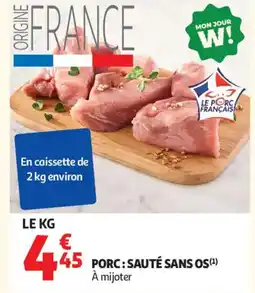 Auchan Supermarché Porc:sauté sans os offre