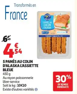Auchan Supermarché 5 panés au colin d'alaska l'assiette bleue offre
