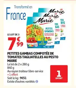 Auchan Supermarché MARIE Petites gambas compotée de tomates tagliatelles au pesto offre