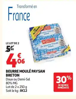 Auchan Supermarché PAYSAN BRETON Beurre moulé offre