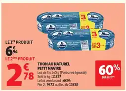 Auchan Supermarché PETIT NAVIRE Thon entier au naturel offre
