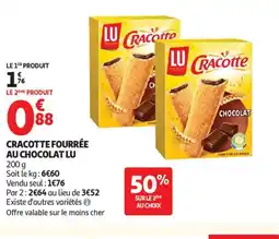Auchan Supermarché LU Cracotte fourrée au chocolat offre