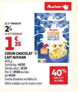Auchan Supermarché AUCHAN Coeur chocolat lait offre