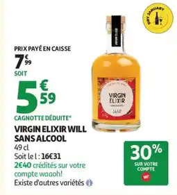 Auchan Supermarché VIRGIN ELIXIR WILL Sans alcool offre
