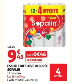 Auchan Supermarché SOPALIN Essuie tout love decorée offre