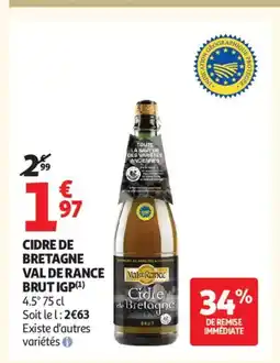 Auchan Supermarché CIDRE DE BRETAGNE Val de rance brut igp offre
