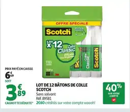 Auchan Supermarché SCOTCH Lot de 12 bâtons de colle offre