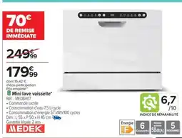 Carrefour MEDEK Mini lave vaisselle offre