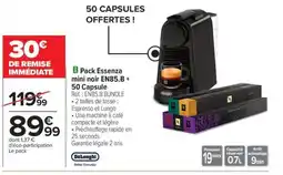 Carrefour DELONGHI Pack Essenza mini noir EN85.B+ 50 Capsule offre