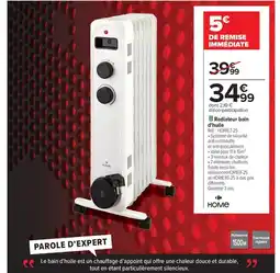 Carrefour HOME Radiateur bain d'huile offre