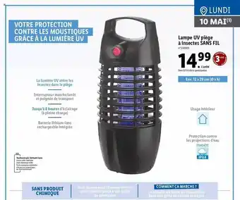 Lidl Lampe Uv Piège à Insectes Sans Fil offre