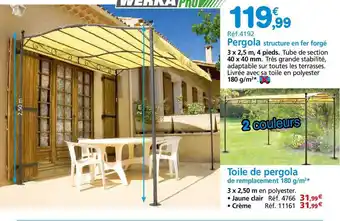 Provence Outillage Pergola Structure En Fer Forgé, Toile De Pergola De Remplacement 180 G-m² offre