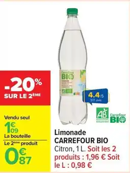 Carrefour Limonade carrefour bio offre