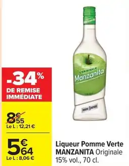 Carrefour Liqueur pomme verte manzanita offre