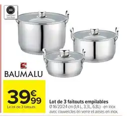 Carrefour Lot de 3 faitouts empilables offre