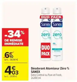 Carrefour Déodorant Atomiseur Zéro % SANEX offre