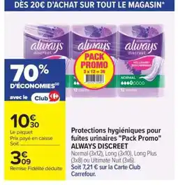 Carrefour ALWAYS DISCREET Pack Promo offre