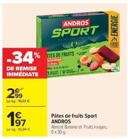 Carrefour Pâtes de fruits sport ANDROS offre