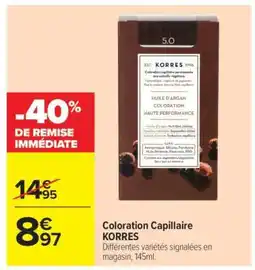 Carrefour Coloration Capillaire KORRES offre