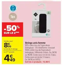 Carrefour Strings unis femme offre