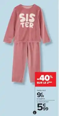 Carrefour Pyjama 'SISTER' offre