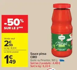 Carrefour Market Sauce pinsa CIRO offre