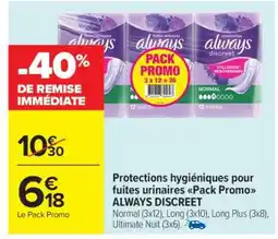 Carrefour Market ALWAYS DISCREET Pack Promo offre