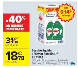 Carrefour Market Lessive liquide Format Familia LE CHAT offre
